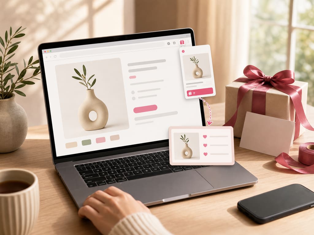 Capturing a gift idea while browsing with the browser extension